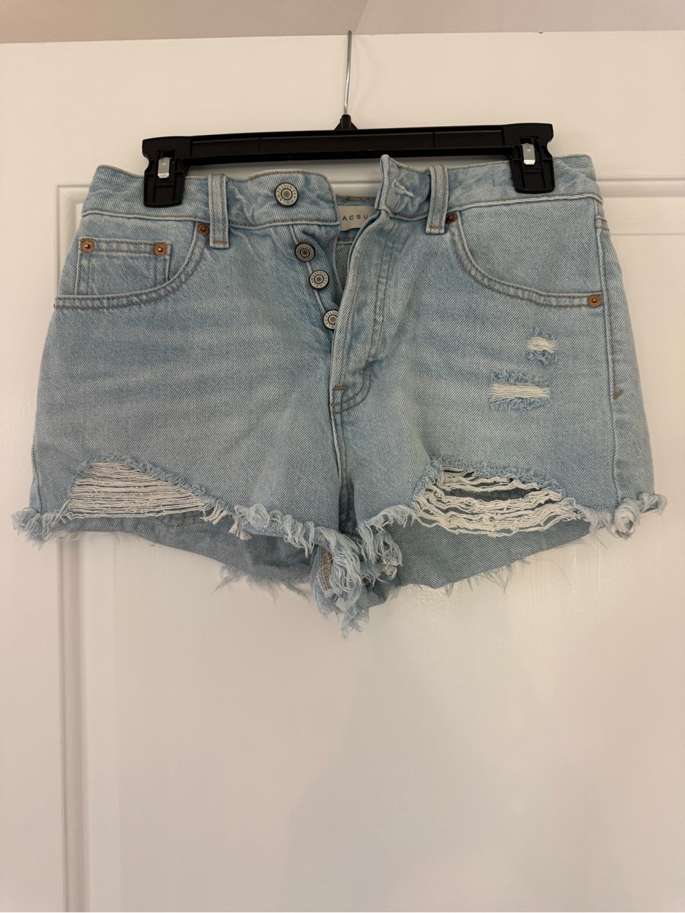 PacSun Light Blue Distressed High-Rise Denim Shorts